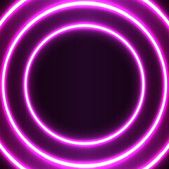 Pink neon circles background on dark background
