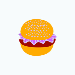 Coloring Hamburger icon with background vector illustration