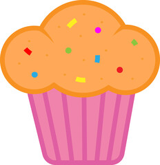 Pink muffin with birthday sprinkles