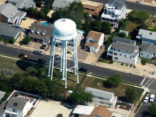 aerial view of water tower