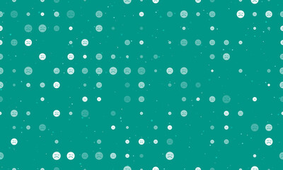 Seamless background pattern of evenly spaced white depression symbols of different sizes and opacity. Vector illustration on teal background with stars