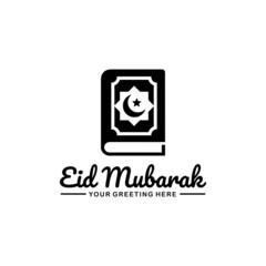 Eid mubarak logo design vector