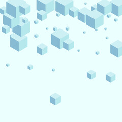 Fototapeta na wymiar Gray Cubic Background Blue Vector. Block Empty Template. Grey Cube Set Card. Brick Illustration. Blue-gray Structure Geometric.