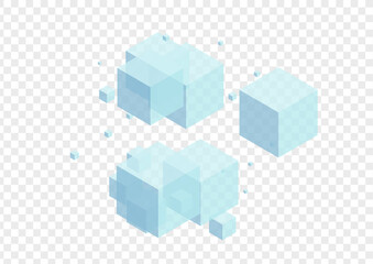 Fototapeta na wymiar White Polygon Background Transparent Vector. Box Chaos Texture. Blue Square Wallpaper Design. Isometric Template. Grey Poster Cubic.