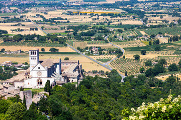 Assisi village in Umbria region, Italy. The town is famous for the most important Italian Basilica...