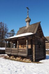 17th century wooden Church of the Transfiguration and Bell Tower at Kizhi Pogost historical site on Kizhi Island, Lake Onega, Karelia Russia, a UNESCO World Heritage Site