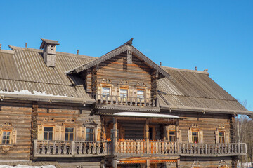 Traditional rural wooden building in north Russia.