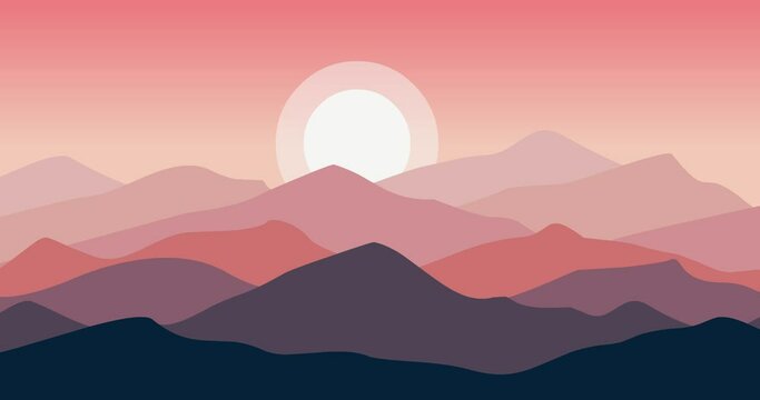 parallax animation video of mountain scenery at dusk