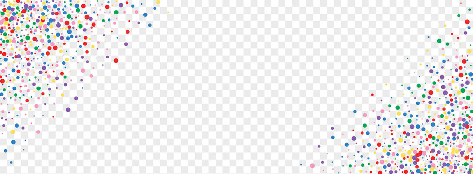 Rainbow Element Background Transparent Vector. Geometric Congratulation Design. Bright Celebrate. Colorful Confetti Falling. Dot Party Texture.