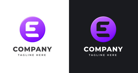 Letter E logo design template with circle shape style