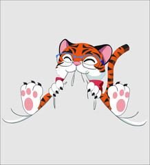 A cute cat. Vector illustration for baby shower, greeting card, party invitation, t-shirt print fashion apparel.