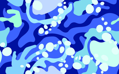 Vector seamless abstract pattern in blue and white colors. 