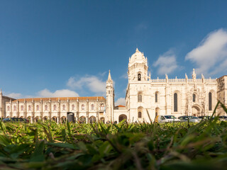 The Jeronimos Monastery or Hieronymites Monastery facade and courtyard parish of Belém, in the Lisbon municipality, Portugal