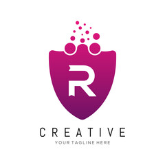 Dots Letter R Logo. R Letter logo Design Vector with Dots.