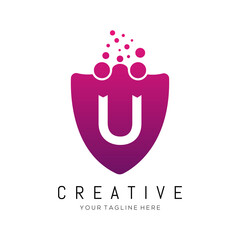 Dots Letter U Logo. U Letter logo Design Vector with Dots.