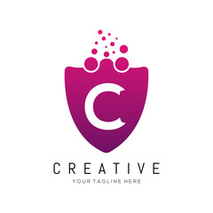 Dots Letter C Logo. C Letter logo Design Vector with Dots.