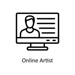 Online Artist vector outline icon for web isolated on white background EPS 10 file