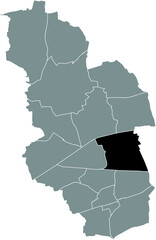 Black flat blank highlighted location map of the BISMARCK DISTRICT inside gray administrative map of Gelsenkirchen, Germany