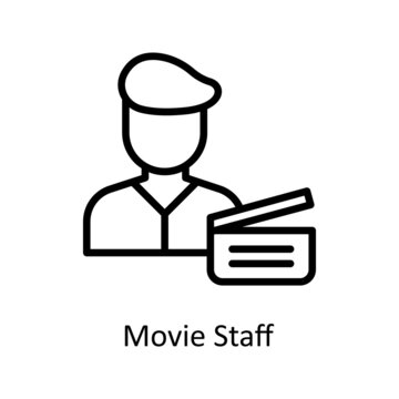 Movie Staff vector outline icon for web isolated on white background EPS 10 file