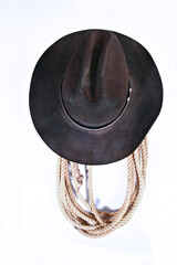 black cowboy hat with rope
