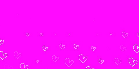 Light Pink vector template with doodle hearts.