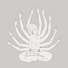 Wise man with many arms