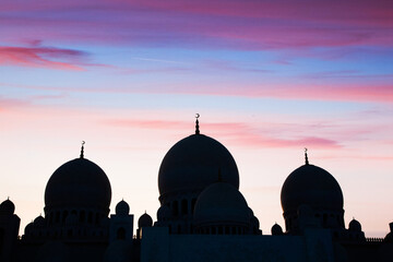 mosque silhouette at night Ramadan and Eid Mubarak background
