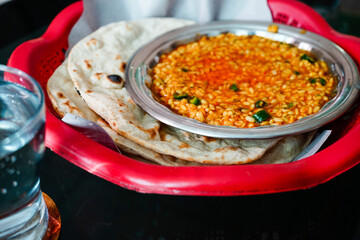 Fresh roti and dal 