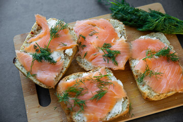 sandwich with smoked salmon, dill and horseradish butter