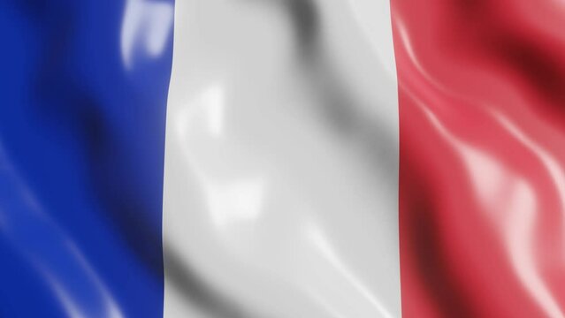 3d render waving flag of France country. National flag in wind background. 4k realistic seamless loop animated video clip