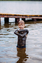 the child can take the therapeutic mud on himself, bathes in water with mud