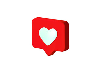 3D Like icon, isolated on white background. 3D social media notification, like heart icon design. Vector illustration.