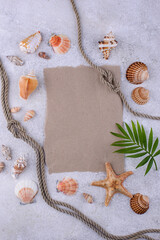Summer nautical marine background with shell
