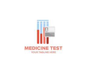 Medical, pharmaceutical and scientific research logo design. Medical test, computer. Development concept vector design and illustration.