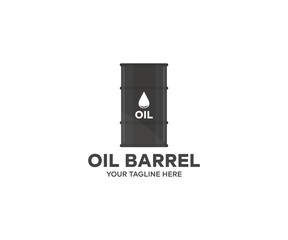 Oil drum container logo design. Black Metal Oil Barrel vector design and illustration.