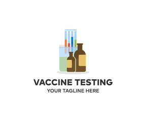Quality Control Laboratory medicine logo design. Vaccine testing vector design and illustration.