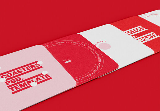3D Set of Coasters Mockup