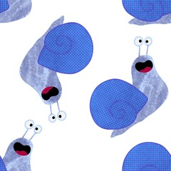 Kids seamless snails pattern for wallpaper and fabrics and textiles and packaging and gifts and wrapping paper