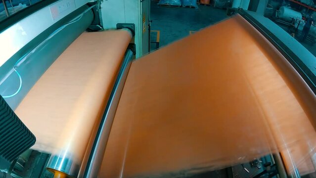 Spunbond production. Factory for the production of Spunbond. Vliseline production process. Spunbond Machine