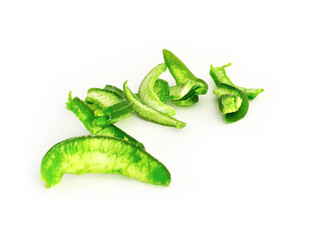 green dried pomelo on a white background