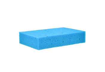 blue shower sponge on a white background
