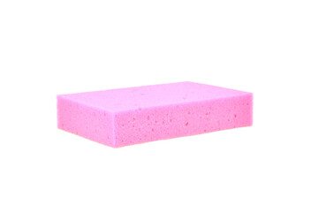 pink shower sponge on a white background