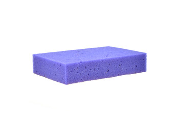purple shower sponge on a white background