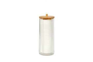 cotton pad container on white background