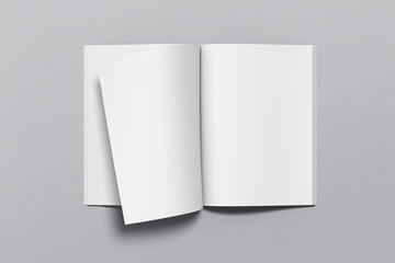 Blank A4 photorealistic Realistic brochure mockup on light grey background