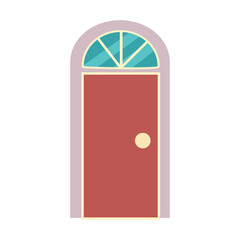 A simple front or interior door. Part of the interior of the house. Porch of the house. vector illustration isolated on white background. Cartoon style.