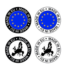 Set of made in the EU labels, made in the EU, EU flag, product emblem.