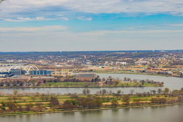 Fototapeta na wymiar Aerial view of the National War College and cityscape of Washington DC