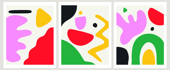 Modern Art Abstract Shapes Minimalist Mid Century Modern Colorful Vector set 