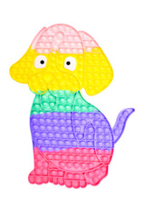 Pop it silicone rainbow anti-stress toy isolated on white background. Simple dimple, popular modern stress relief toys for adults and children. Fidget kid toy, Pop Bubble Fidget.